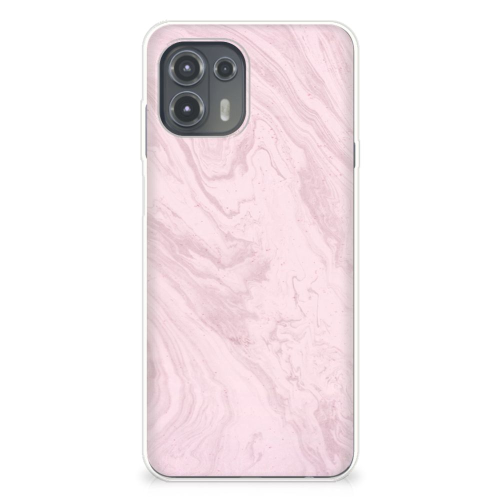 Motorola Edge 20 Lite TPU Siliconen Hoesje Marble Pink - Origineel Cadeau Vriendin