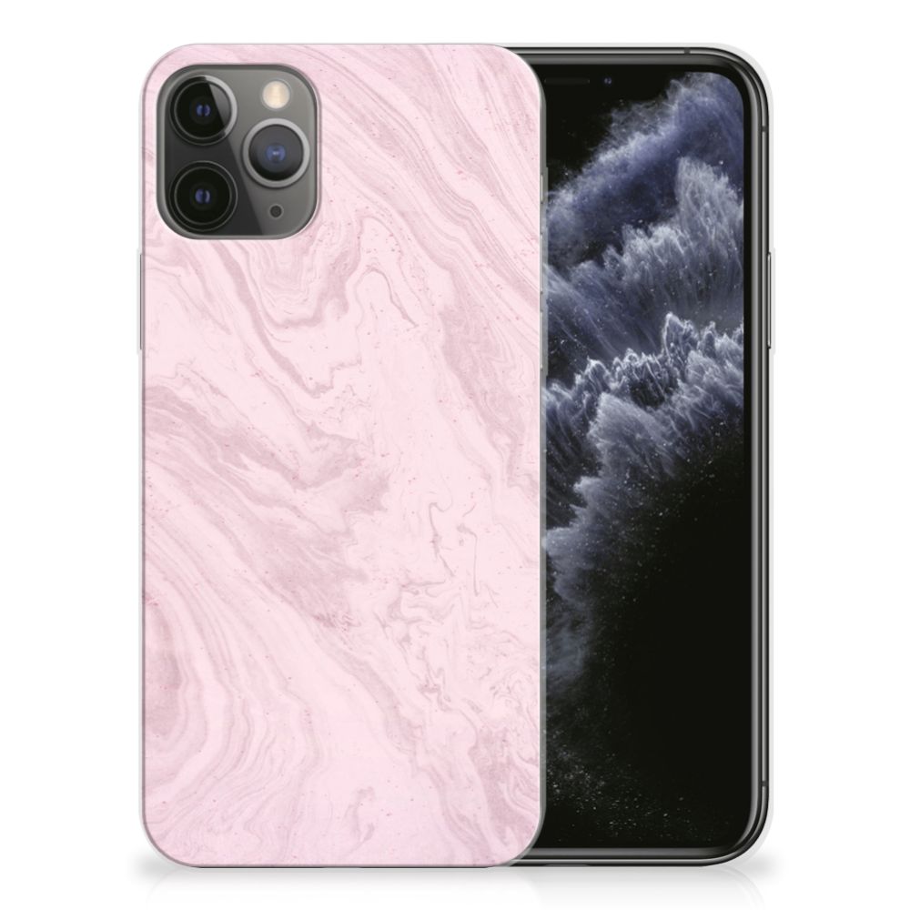 Apple iPhone 11 Pro TPU Siliconen Hoesje Marble Pink - Origineel Cadeau Vriendin