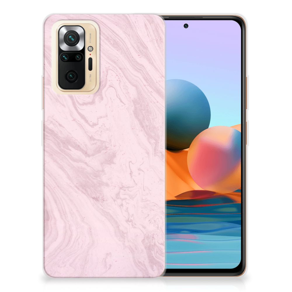 Xiaomi Redmi Note 10 Pro TPU Siliconen Hoesje Marble Pink - Origineel Cadeau Vriendin