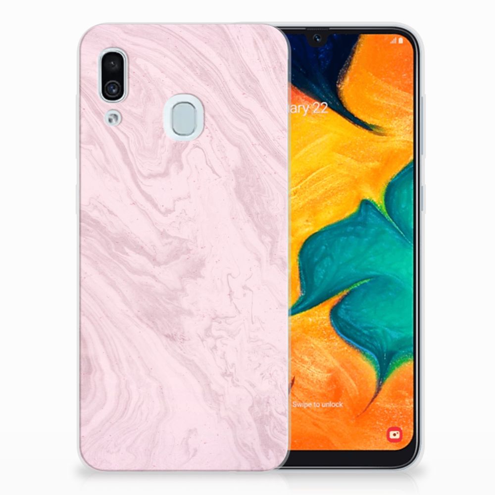Samsung Galaxy A30 TPU Siliconen Hoesje Marble Pink - Origineel Cadeau Vriendin