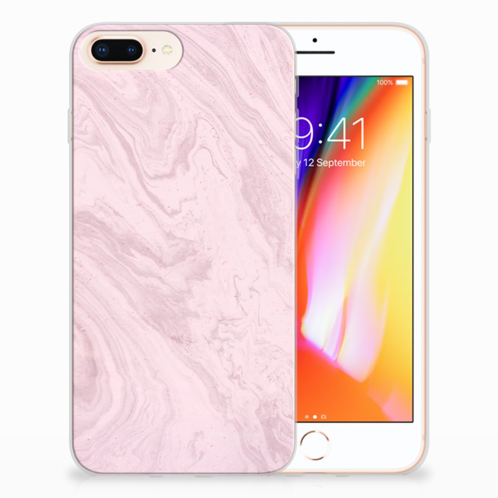 Apple iPhone 7 Plus | 8 Plus TPU Siliconen Hoesje Marble Pink - Origineel Cadeau Vriendin