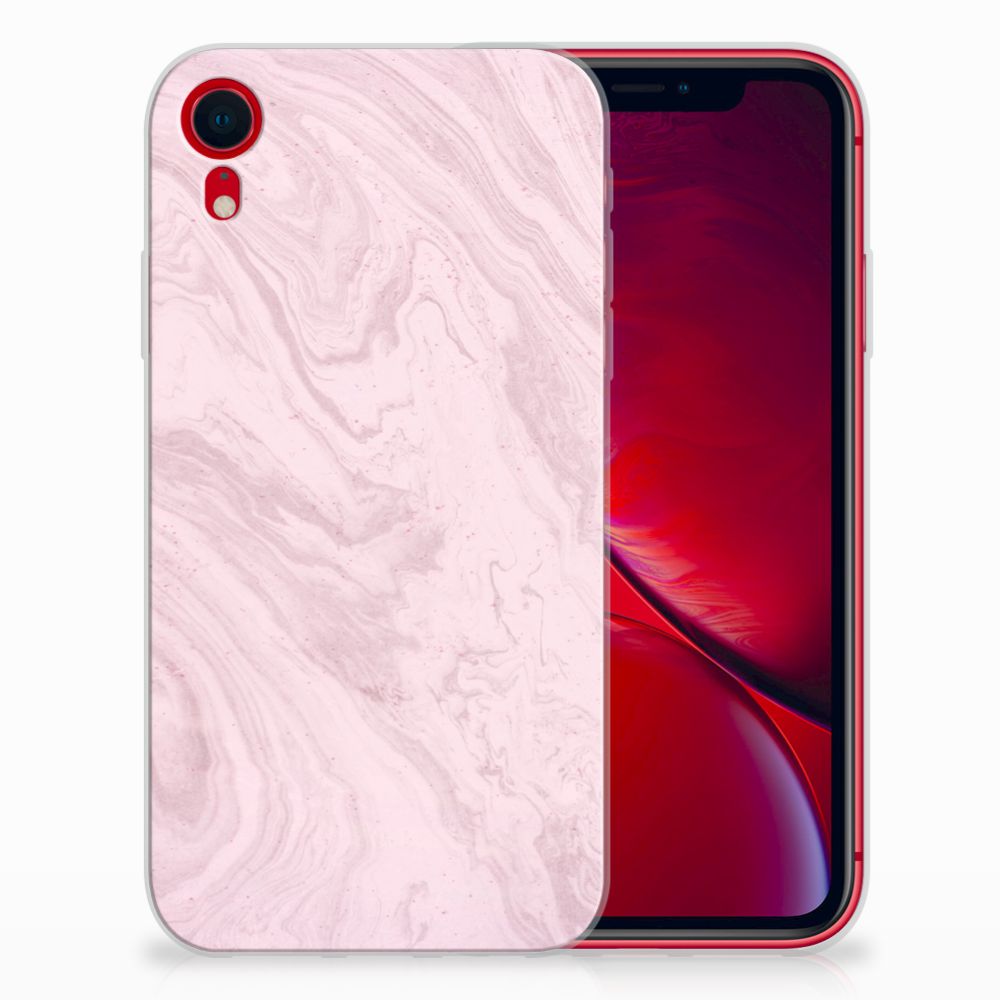 Apple iPhone Xr TPU Siliconen Hoesje Marble Pink - Origineel Cadeau Vriendin
