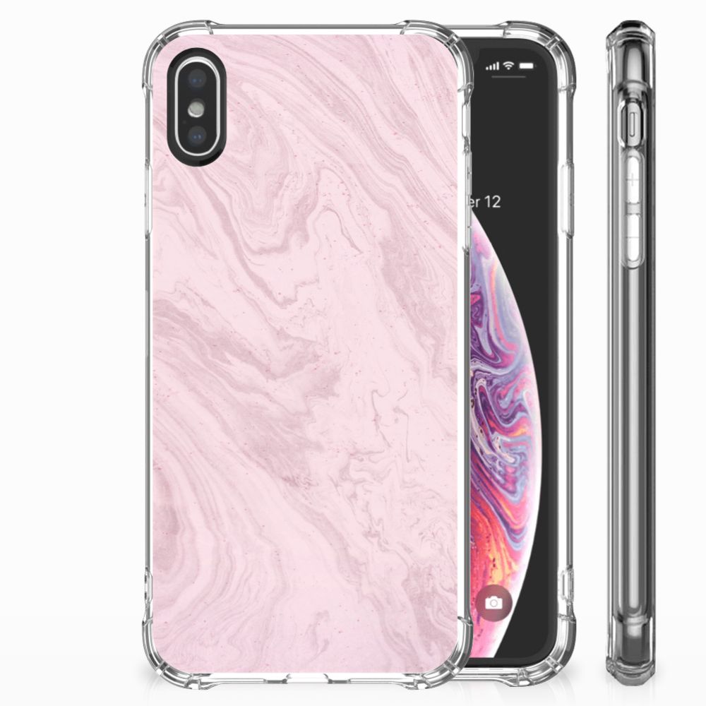 Apple iPhone X | Xs Anti-Shock Hoesje Marble Pink - Origineel Cadeau Vriendin