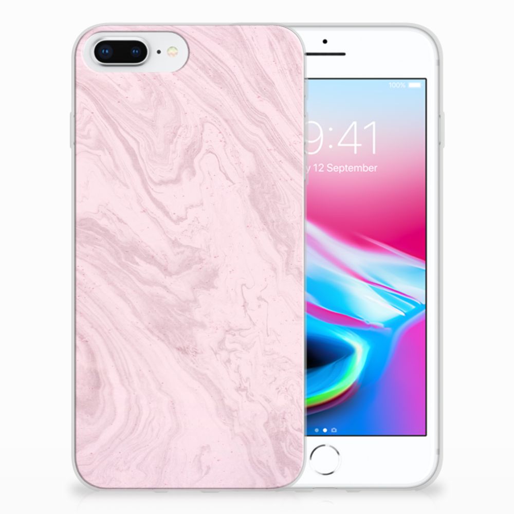 Apple iPhone 7 Plus | 8 Plus TPU Siliconen Hoesje Marble Pink - Origineel Cadeau Vriendin