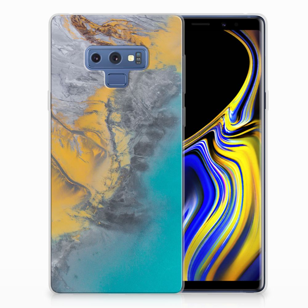 Samsung Galaxy Note 9 TPU Siliconen Hoesje Marble Blue Gold