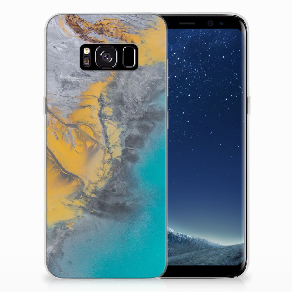 Samsung Galaxy S8 TPU Siliconen Hoesje Marble Blue Gold