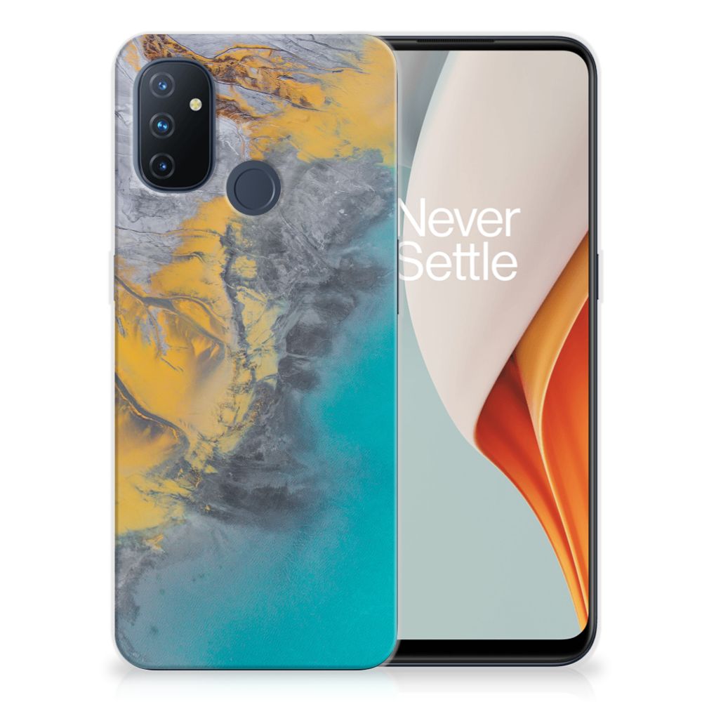 OnePlus Nord N100 TPU Siliconen Hoesje Marble Blue Gold