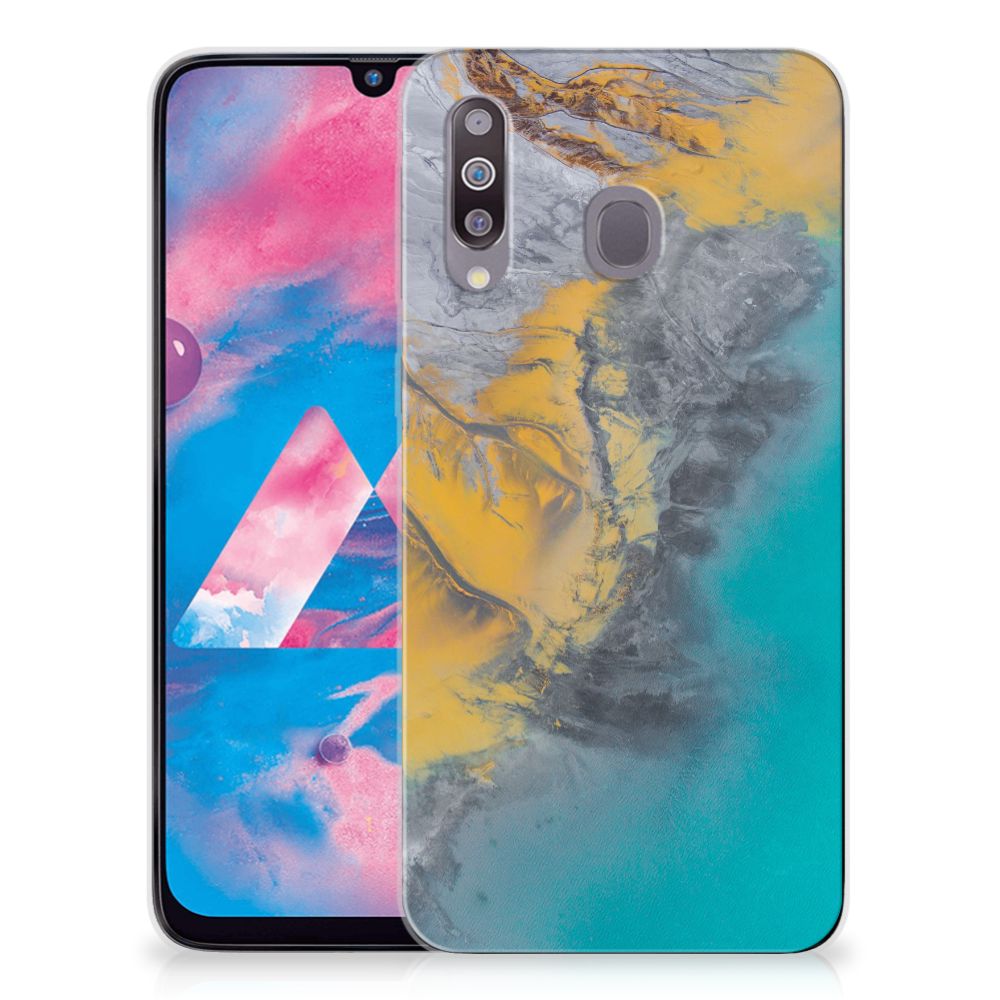 Samsung Galaxy M30 TPU Siliconen Hoesje Marble Blue Gold