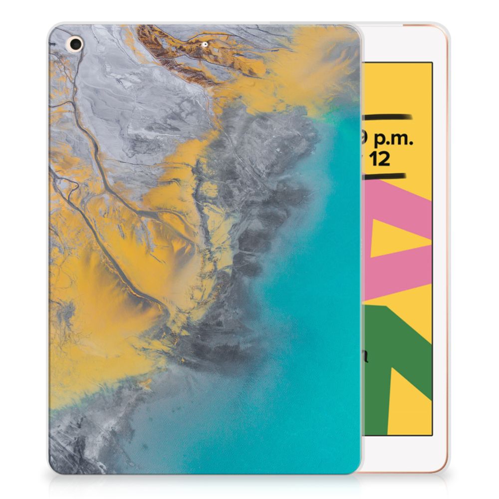 Apple iPad 10.2 (2019) Tablet Back Cover Marble Blue Gold
