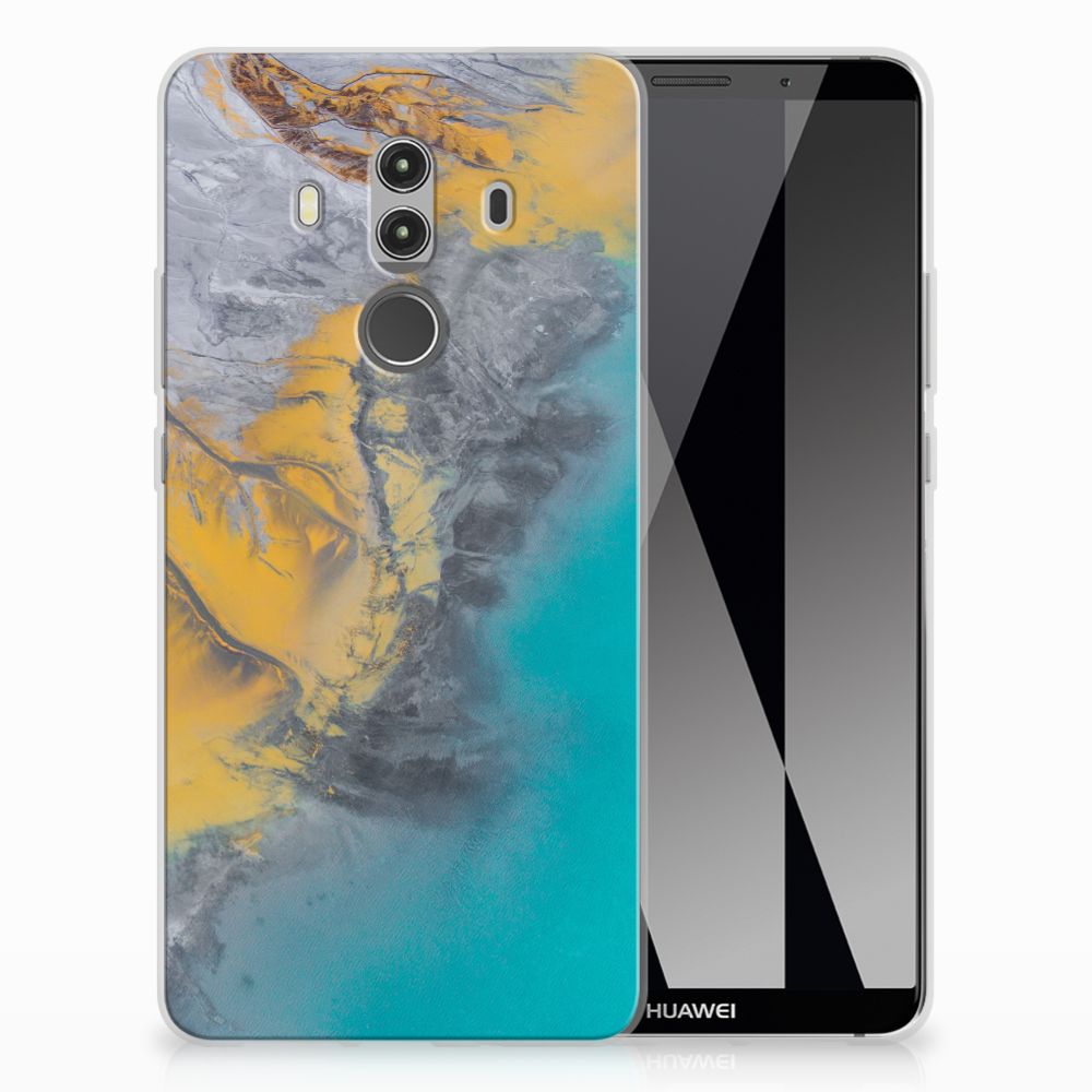 Huawei Mate 10 Pro TPU Siliconen Hoesje Marble Blue Gold