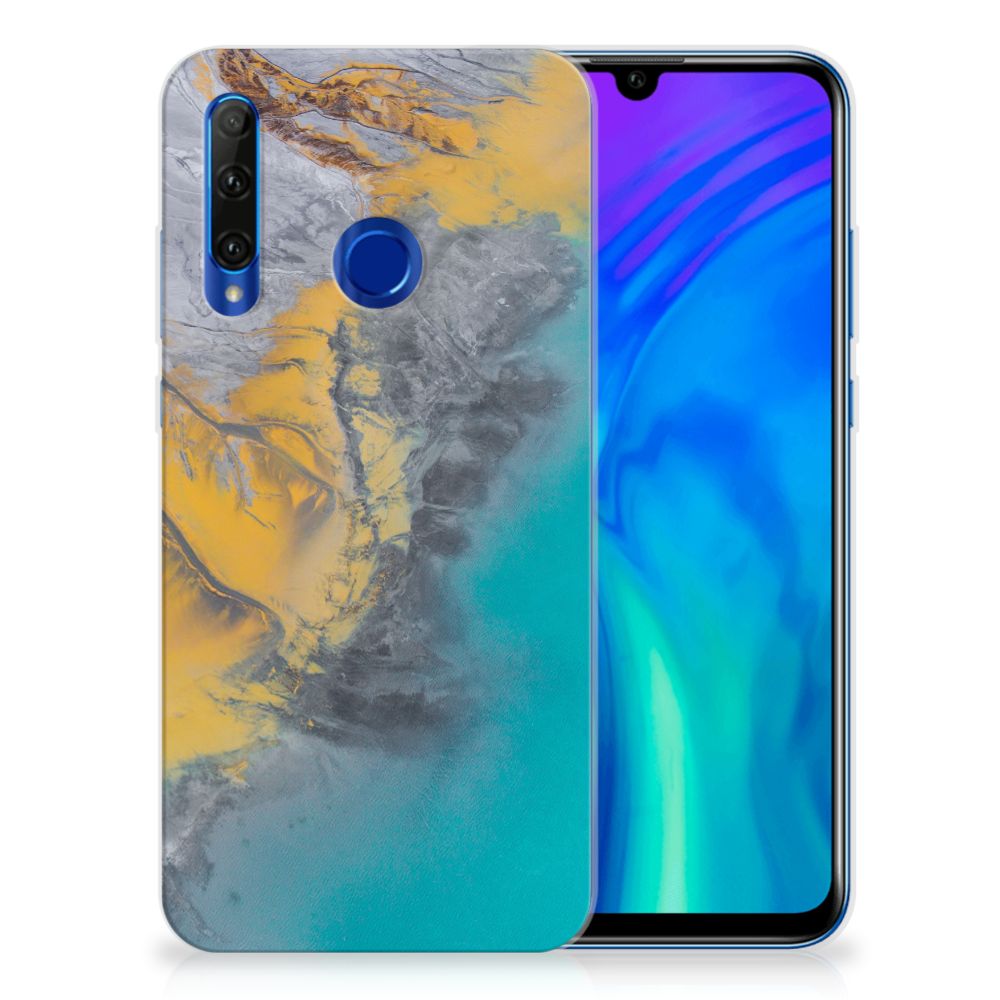 Honor 20 Lite TPU Siliconen Hoesje Marble Blue Gold