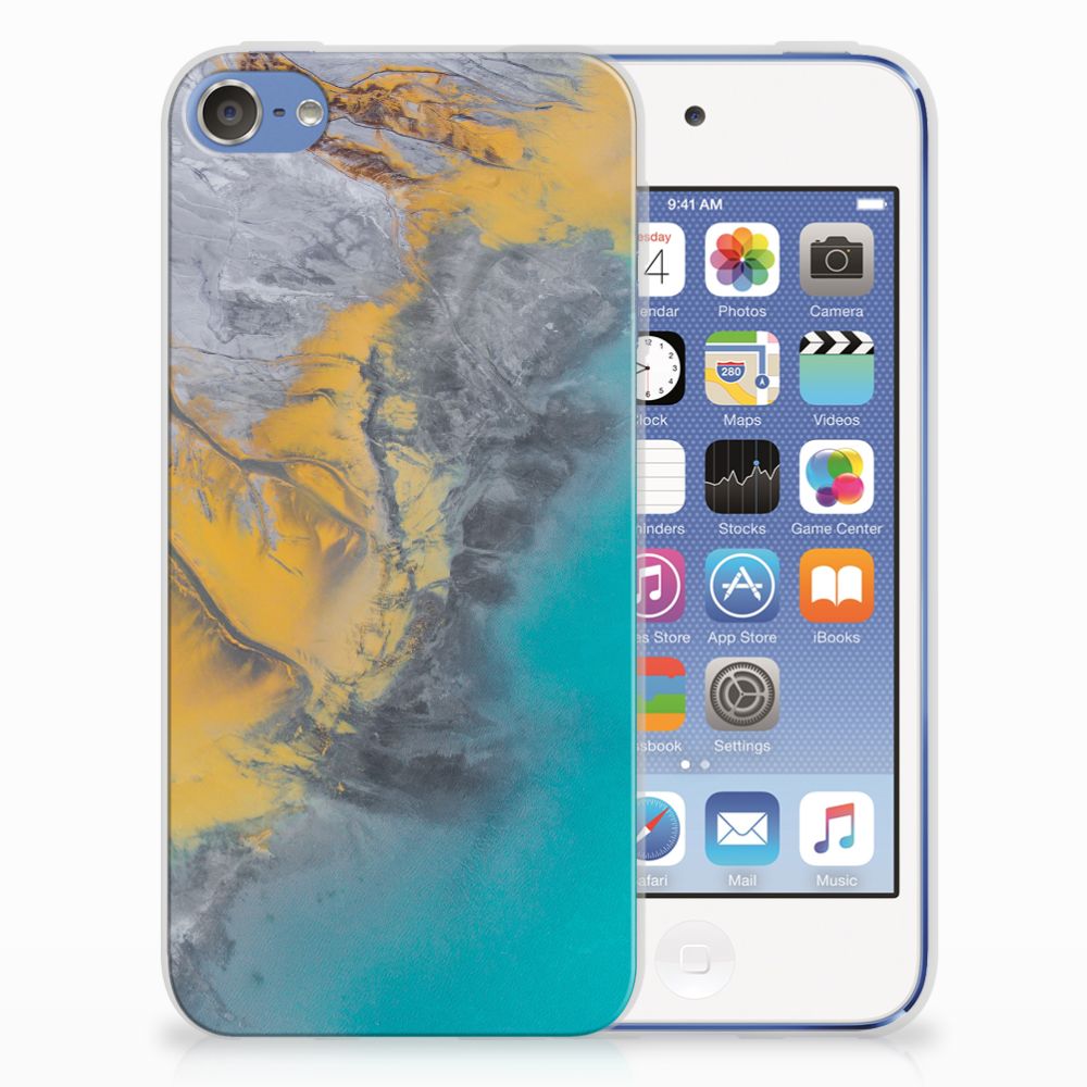 Apple iPod Touch 5 | 6 TPU Siliconen Hoesje Marble Blue Gold