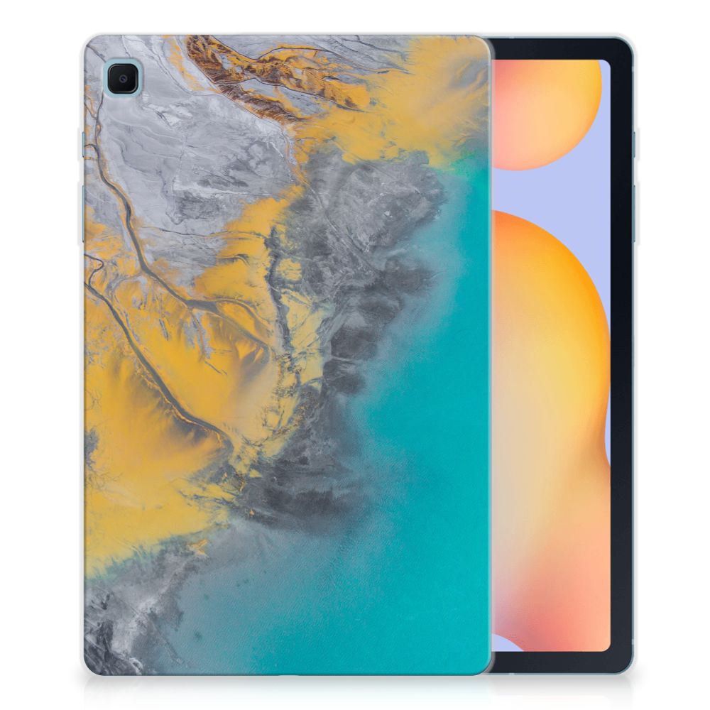 Samsung Galaxy Tab S6 Lite | S6 Lite (2022) Tablet Back Cover Marble Blue Gold
