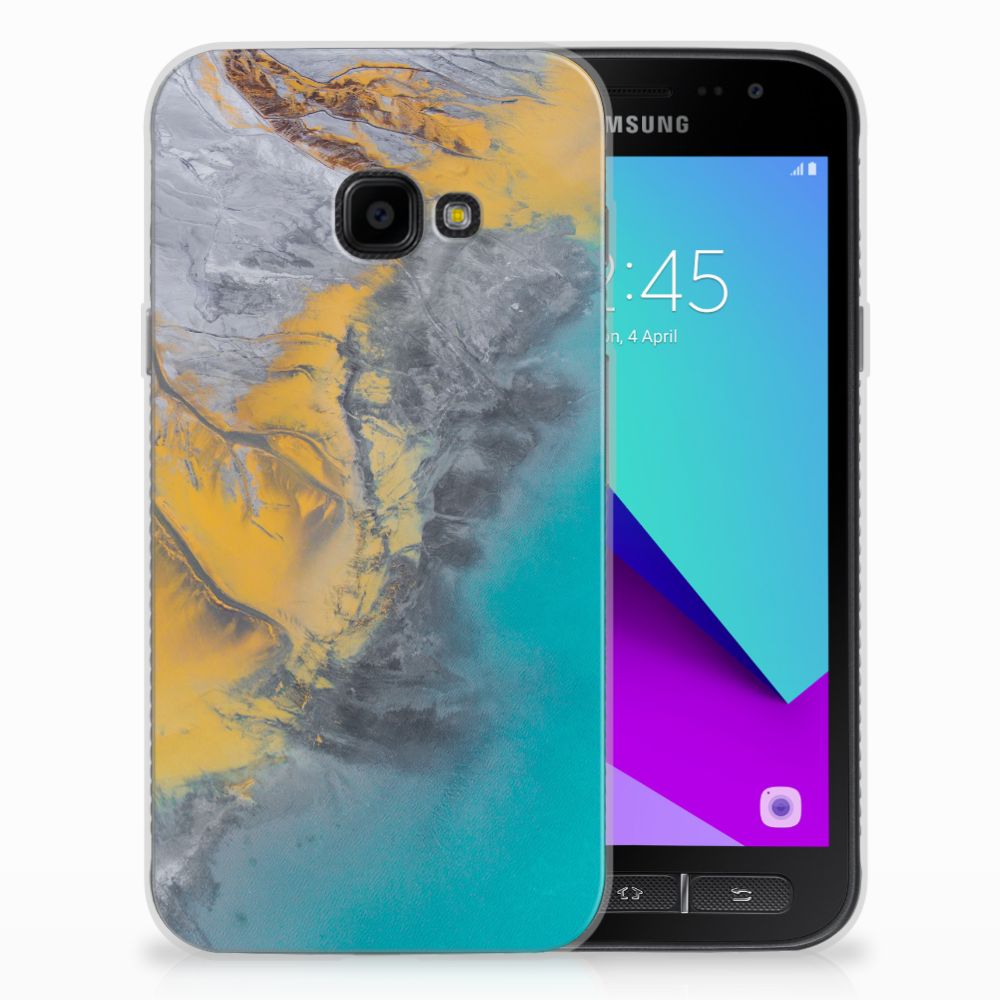 Samsung Galaxy Xcover 4 | Xcover 4s TPU Siliconen Hoesje Marble Blue Gold