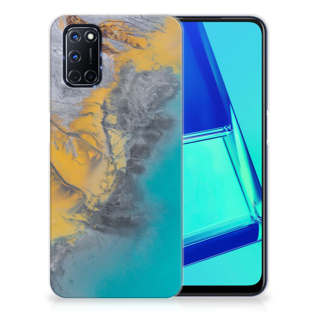 OPPO A52 | A72 TPU Siliconen Hoesje Marble Blue Gold