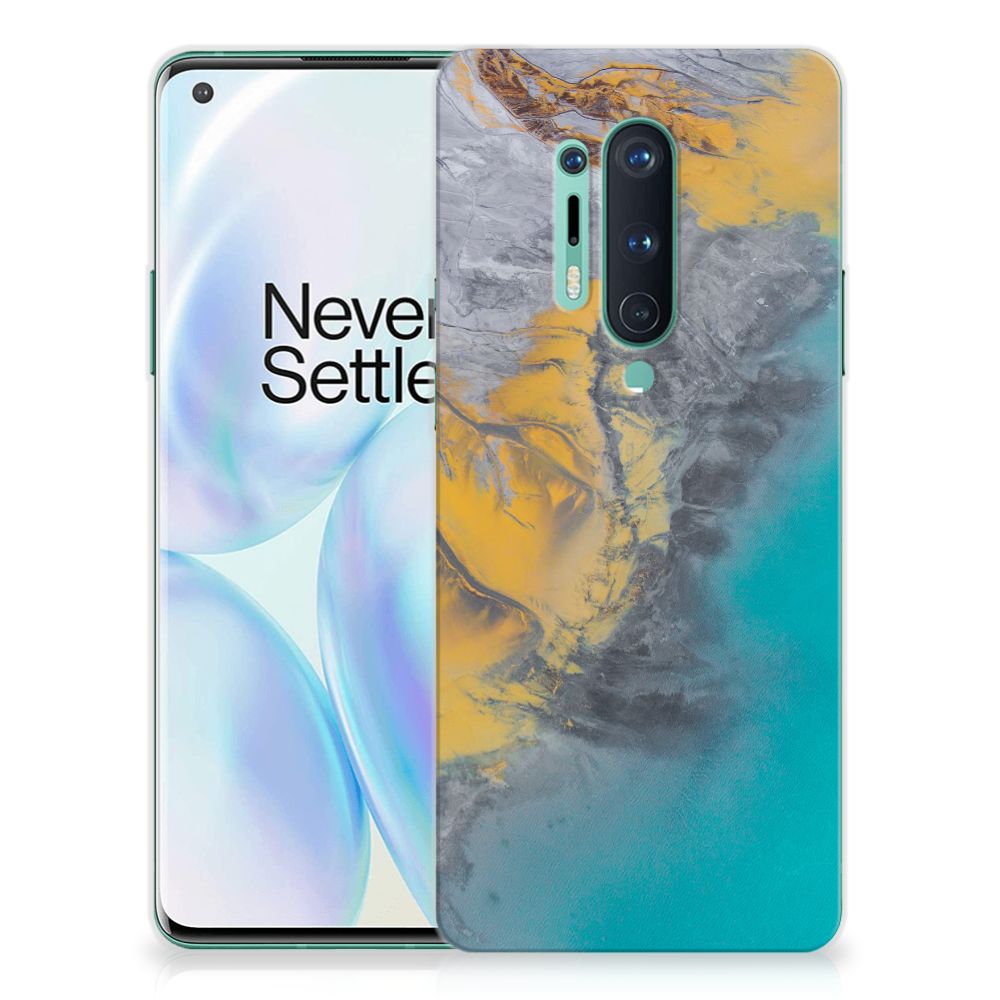 OnePlus 8 Pro TPU Siliconen Hoesje Marble Blue Gold