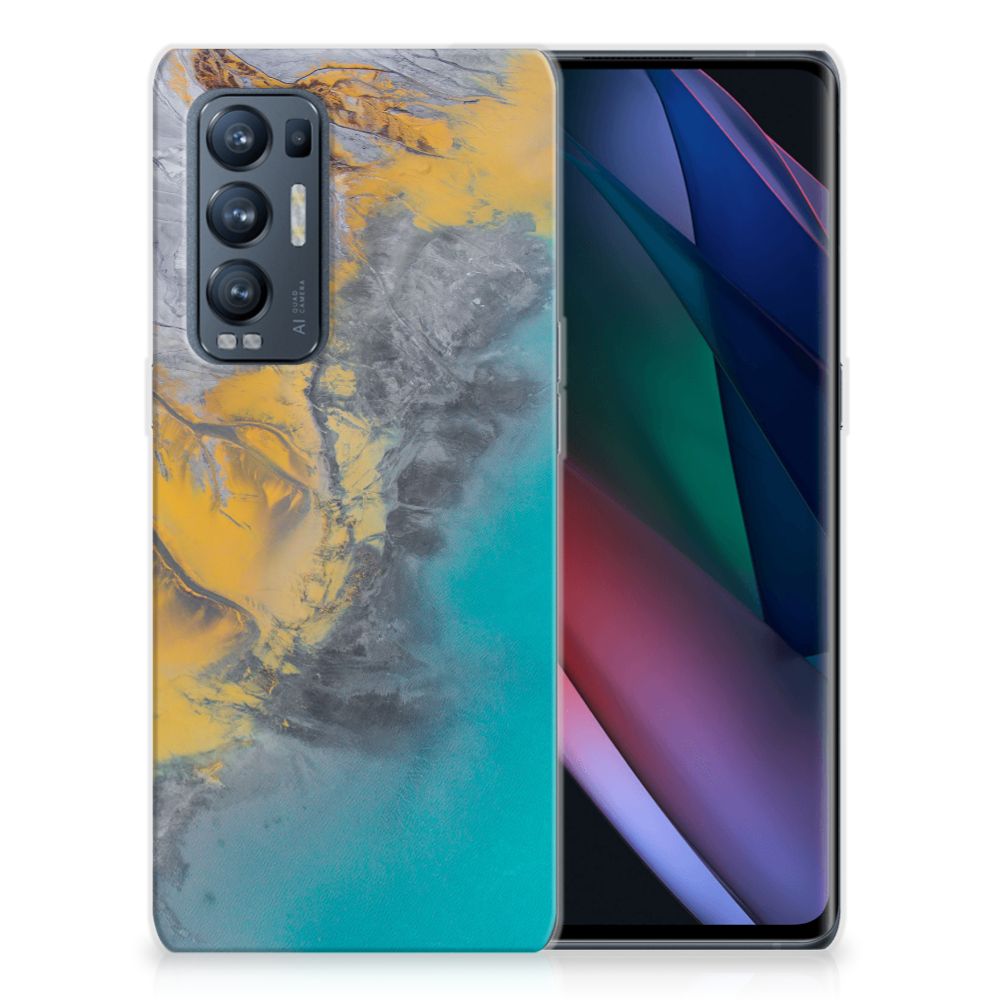 OPPO Find X3 Neo TPU Siliconen Hoesje Marble Blue Gold