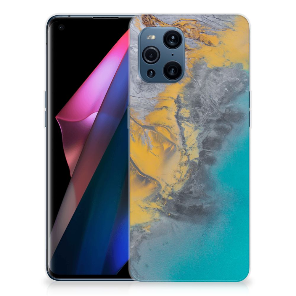 OPPO Find X3 | X3 Pro TPU Siliconen Hoesje Marble Blue Gold