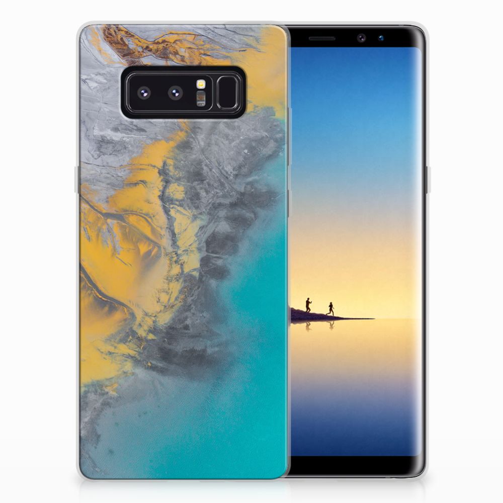 Samsung Galaxy Note 8 TPU Siliconen Hoesje Marble Blue Gold