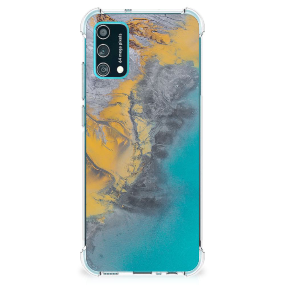 Samsung Galaxy M02s | A02s Anti-Shock Hoesje Marble Blue Gold