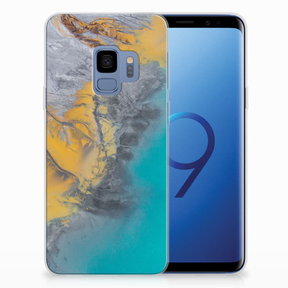 Samsung Galaxy S9 TPU Siliconen Hoesje Marble Blue Gold