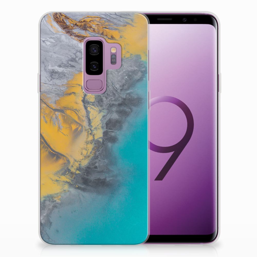 Samsung Galaxy S9 Plus TPU Siliconen Hoesje Marble Blue Gold