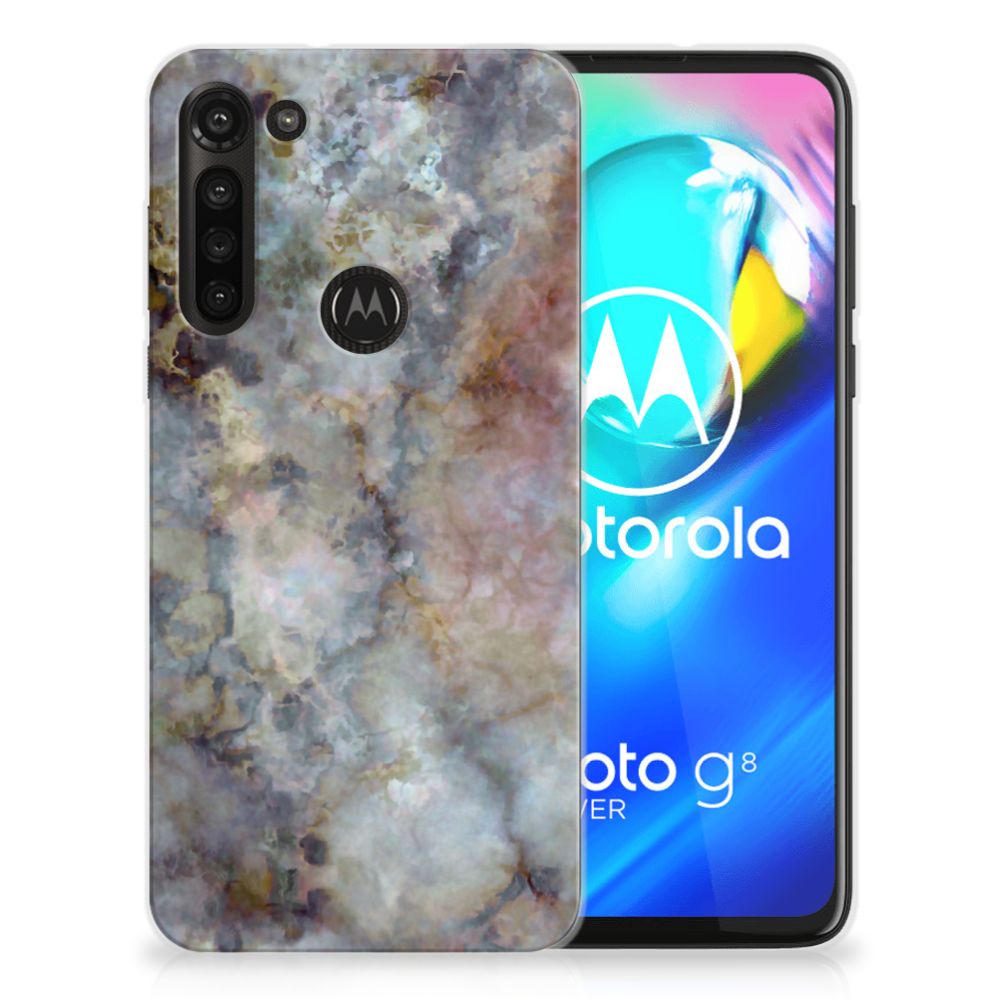 Motorola Moto G8 Power TPU Siliconen Hoesje Marmer Grijs