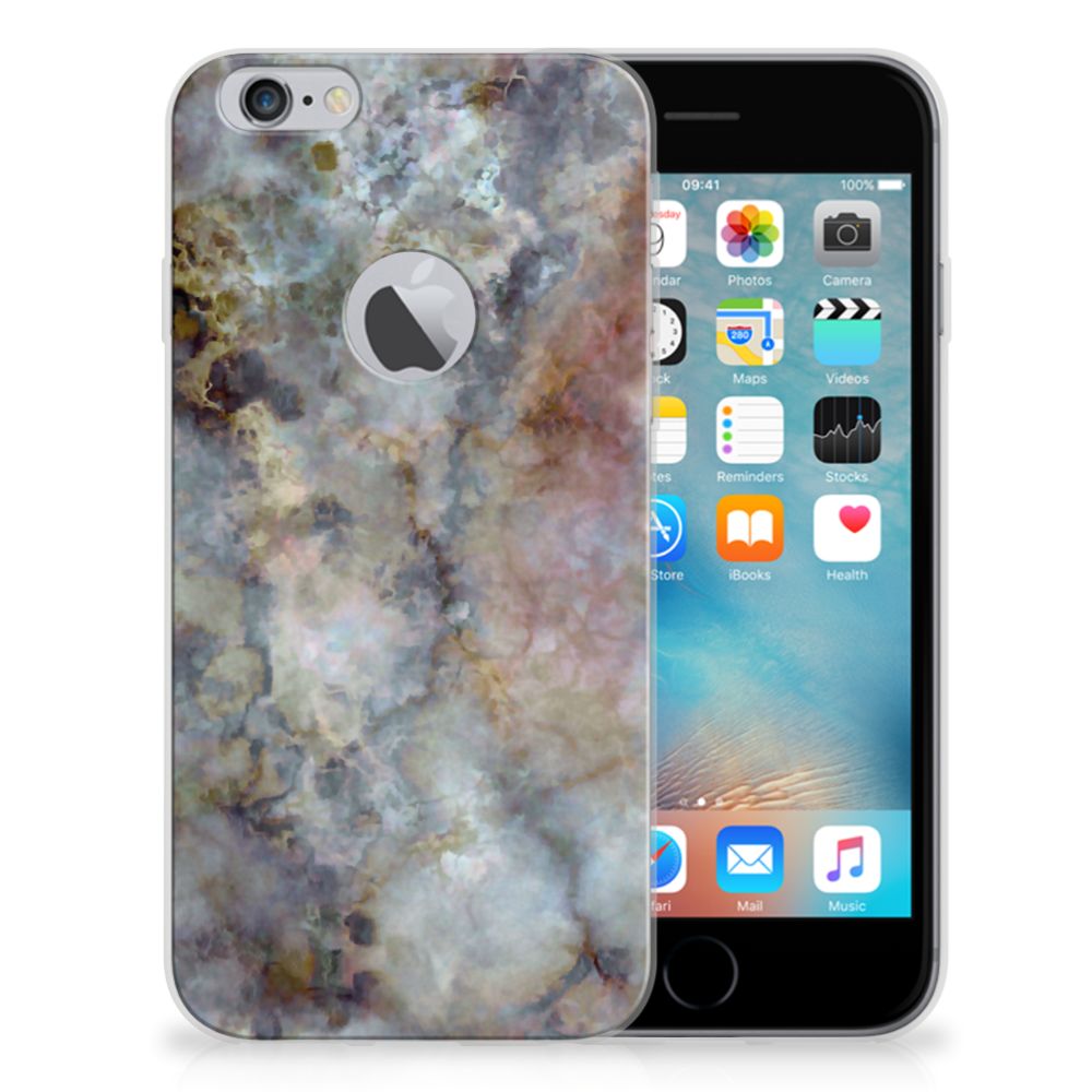 Apple iPhone 6 Plus | 6s Plus TPU Siliconen Hoesje Marmer Grijs