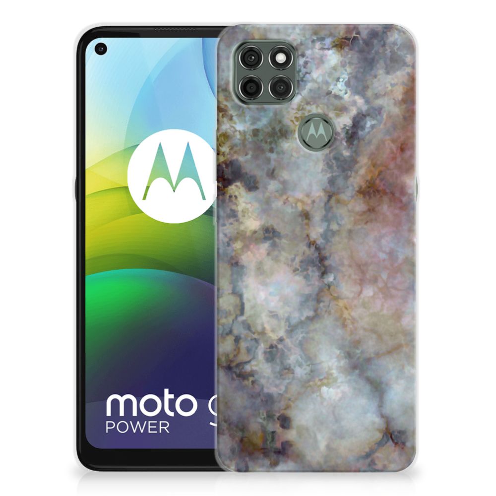 Motorola Moto G9 Power TPU Siliconen Hoesje Marmer Grijs