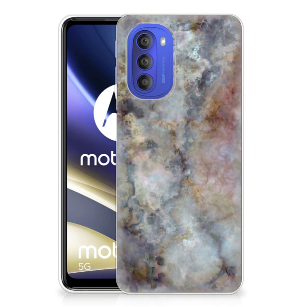 Motorola Moto G51 5G TPU Siliconen Hoesje Marmer Grijs