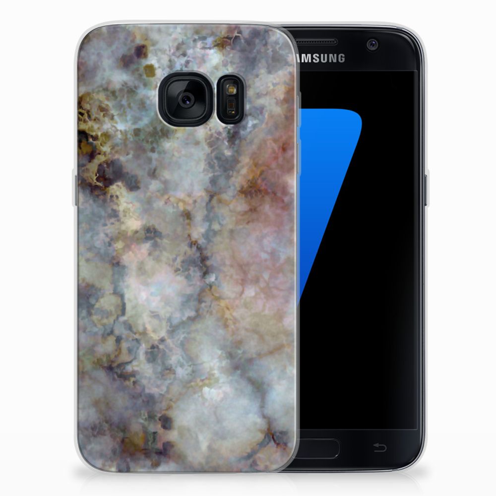 Samsung Galaxy S7 TPU Siliconen Hoesje Marmer Grijs