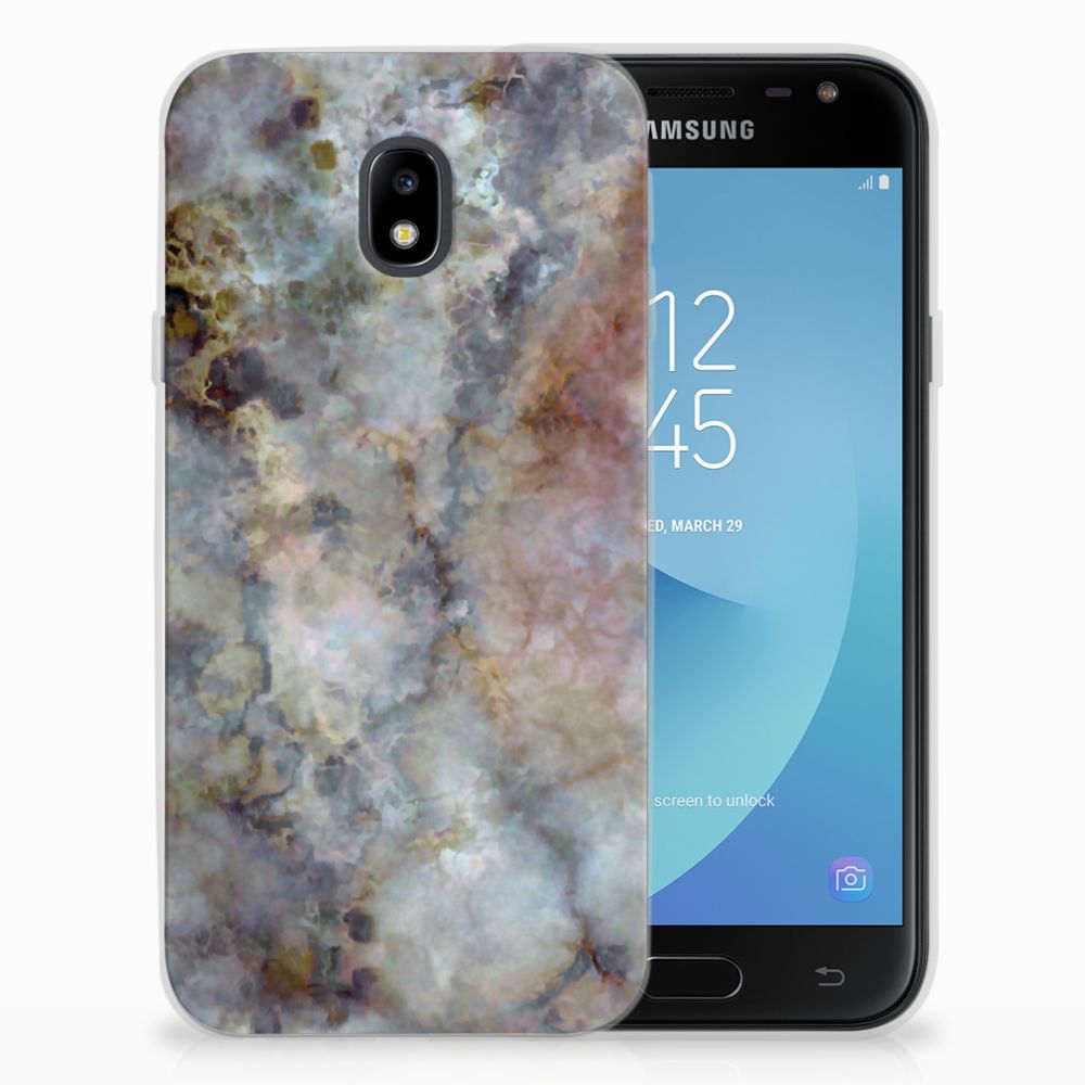 Samsung Galaxy J3 2017 TPU Siliconen Hoesje Marmer Grijs