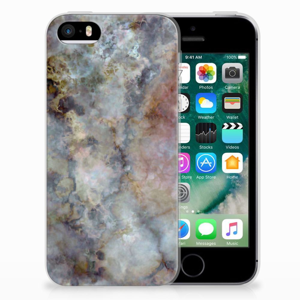 Apple iPhone SE | 5S TPU Siliconen Hoesje Marmer Grijs
