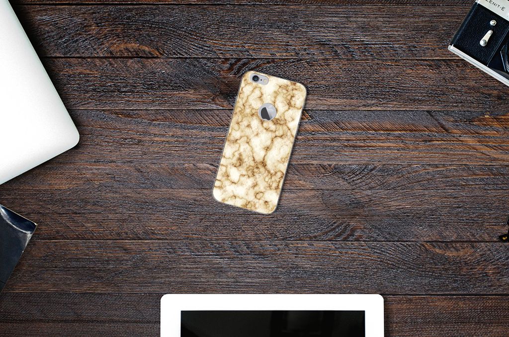 Apple iPhone 6 Plus | 6s Plus TPU Siliconen Hoesje Marmer Goud
