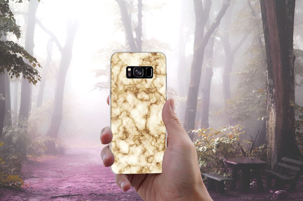 Samsung Galaxy S8 TPU Siliconen Hoesje Marmer Goud