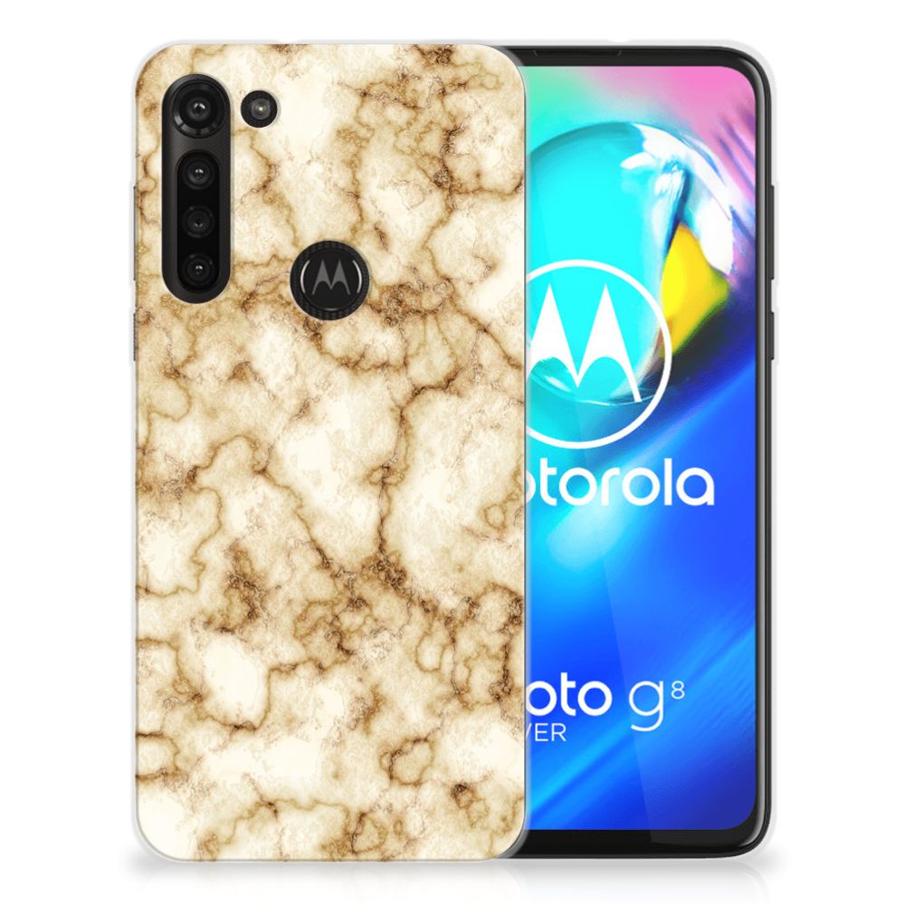 Motorola Moto G8 Power TPU Siliconen Hoesje Marmer Goud