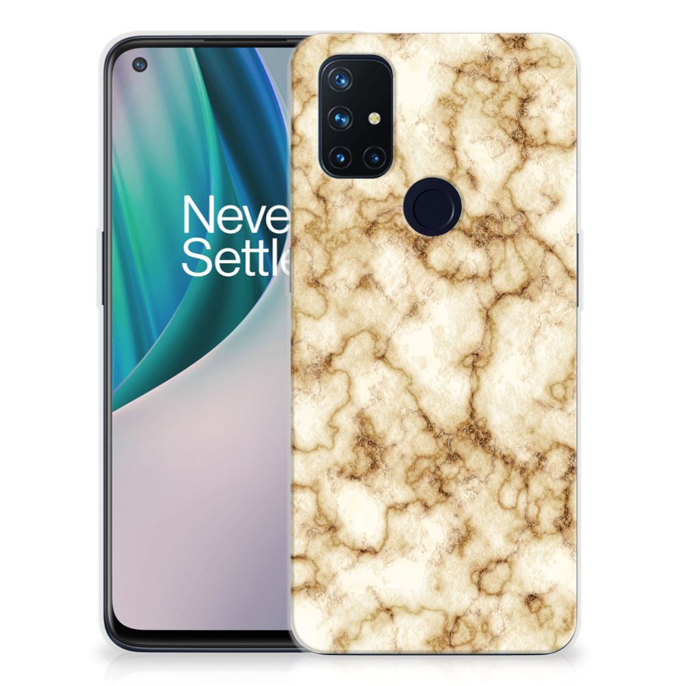 OnePlus Nord N10 5G TPU Siliconen Hoesje Marmer Goud