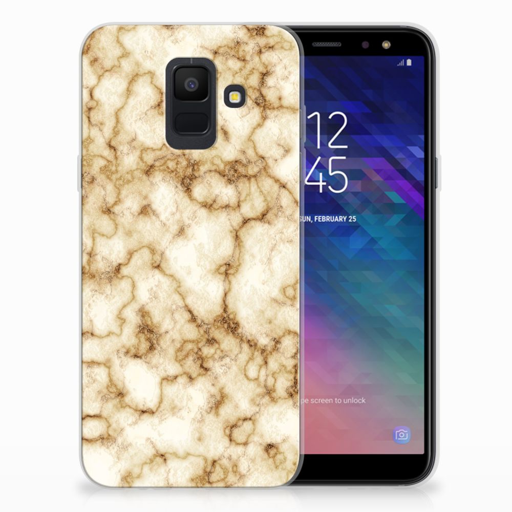 Samsung Galaxy A6 (2018) TPU Siliconen Hoesje Marmer Goud