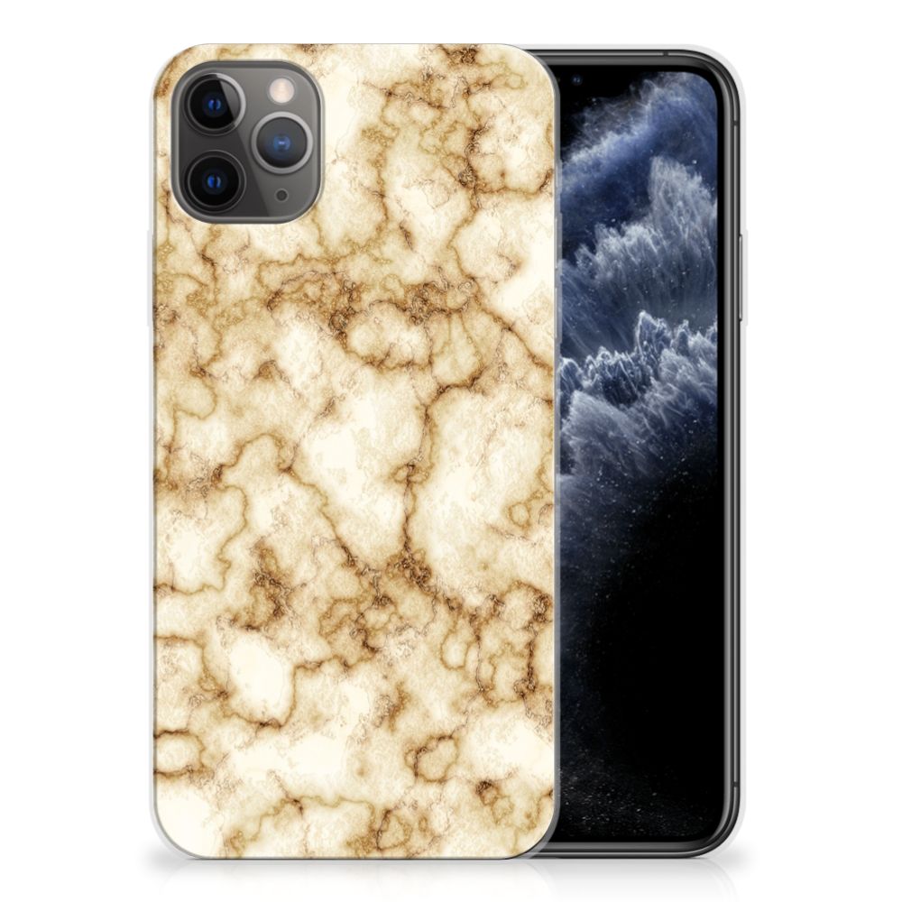 Apple iPhone 11 Pro Max TPU Siliconen Hoesje Marmer Goud
