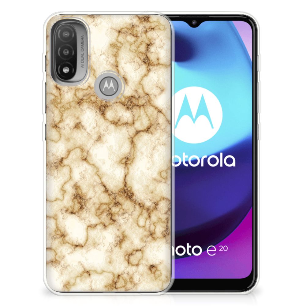 Motorola Moto E20 | E40 TPU Siliconen Hoesje Marmer Goud