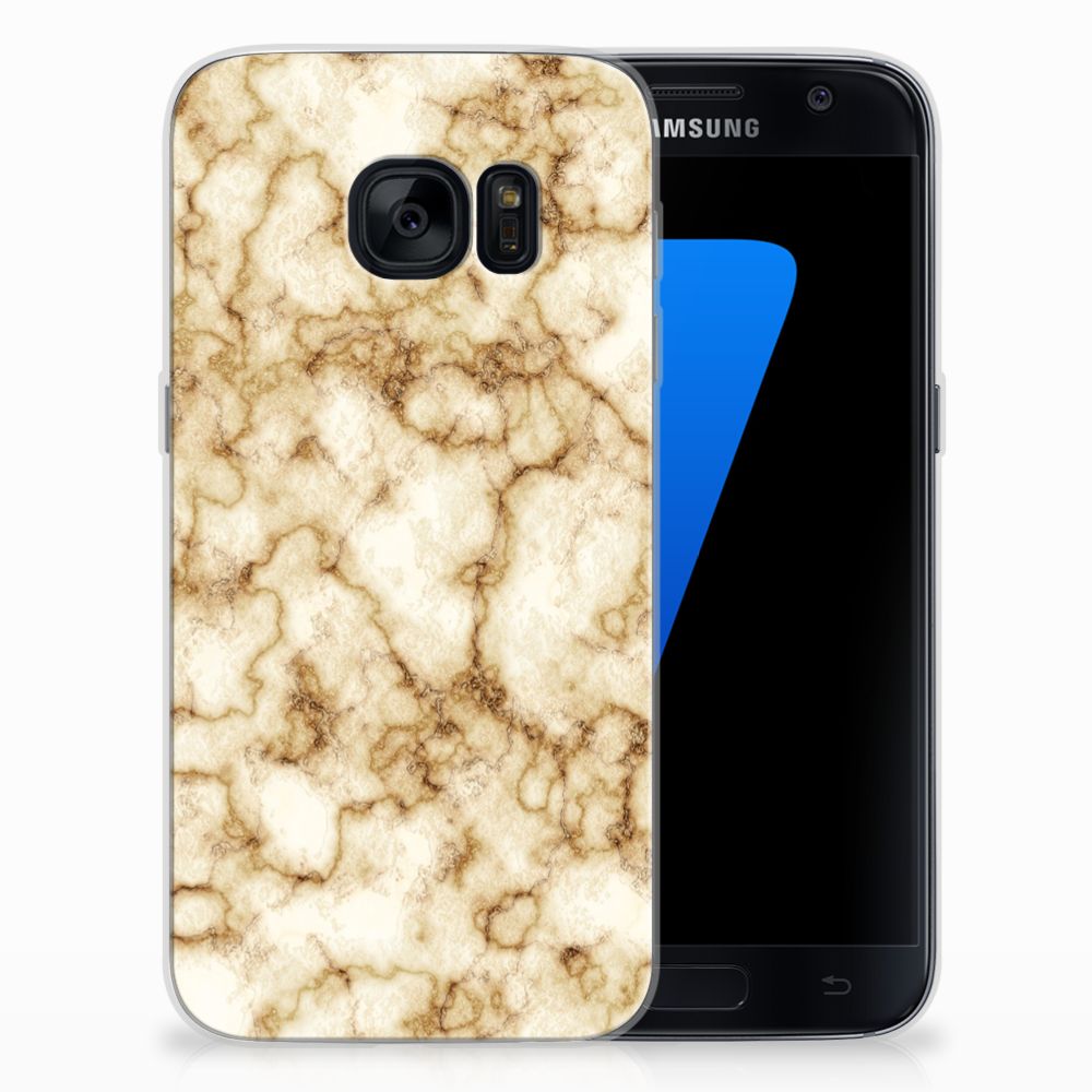 Samsung Galaxy S7 TPU Siliconen Hoesje Marmer Goud