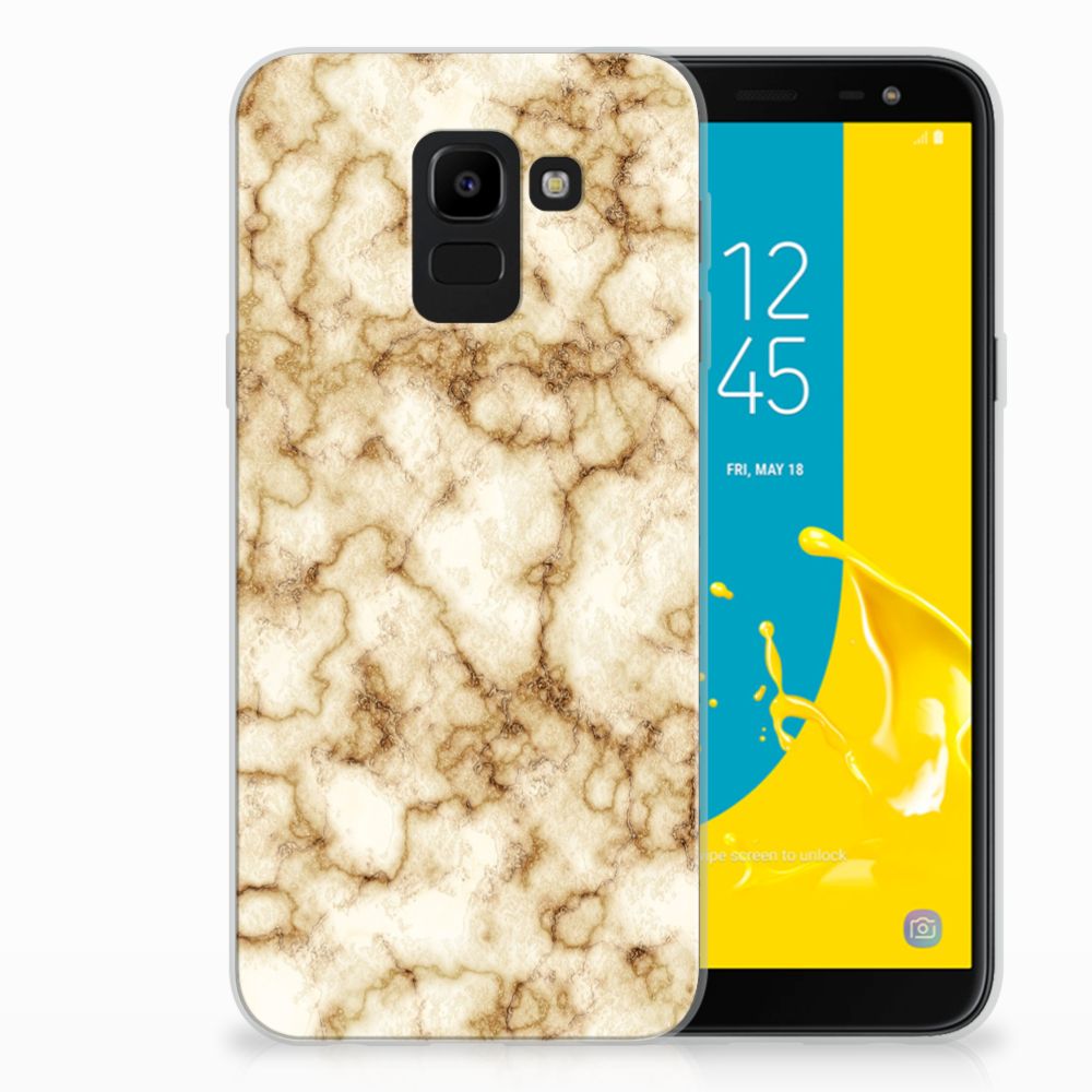 Samsung Galaxy J6 2018 TPU Siliconen Hoesje Marmer Goud