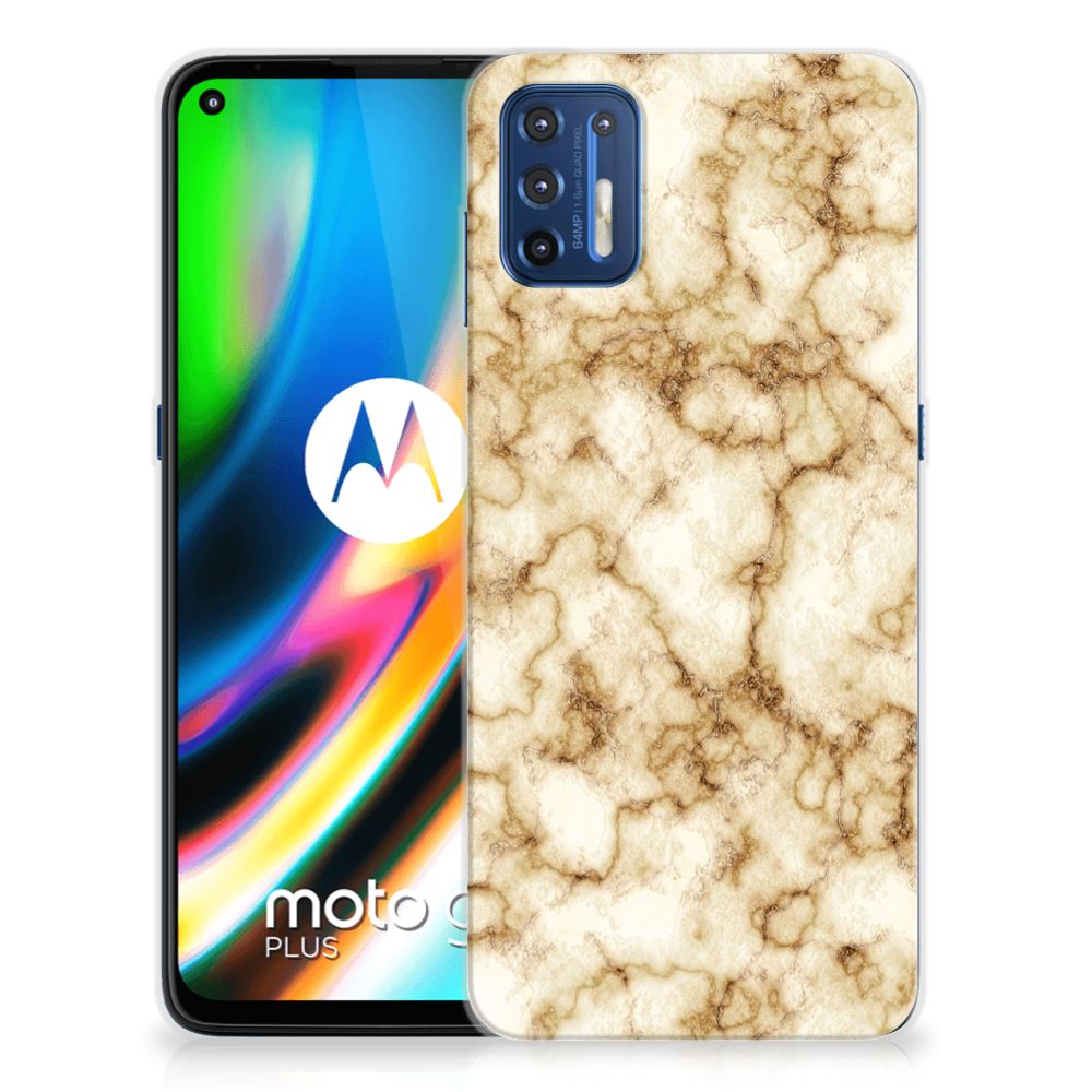 Motorola Moto G9 Plus TPU Siliconen Hoesje Marmer Goud
