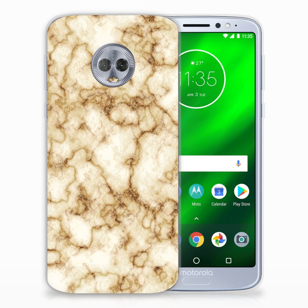 Motorola Moto G6 Plus TPU Siliconen Hoesje Marmer Goud
