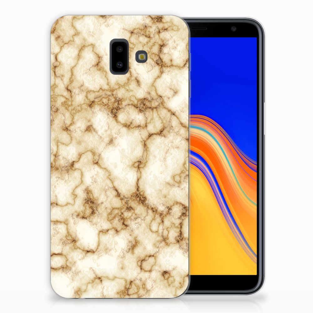 Samsung Galaxy J6 Plus (2018) TPU Siliconen Hoesje Marmer Goud