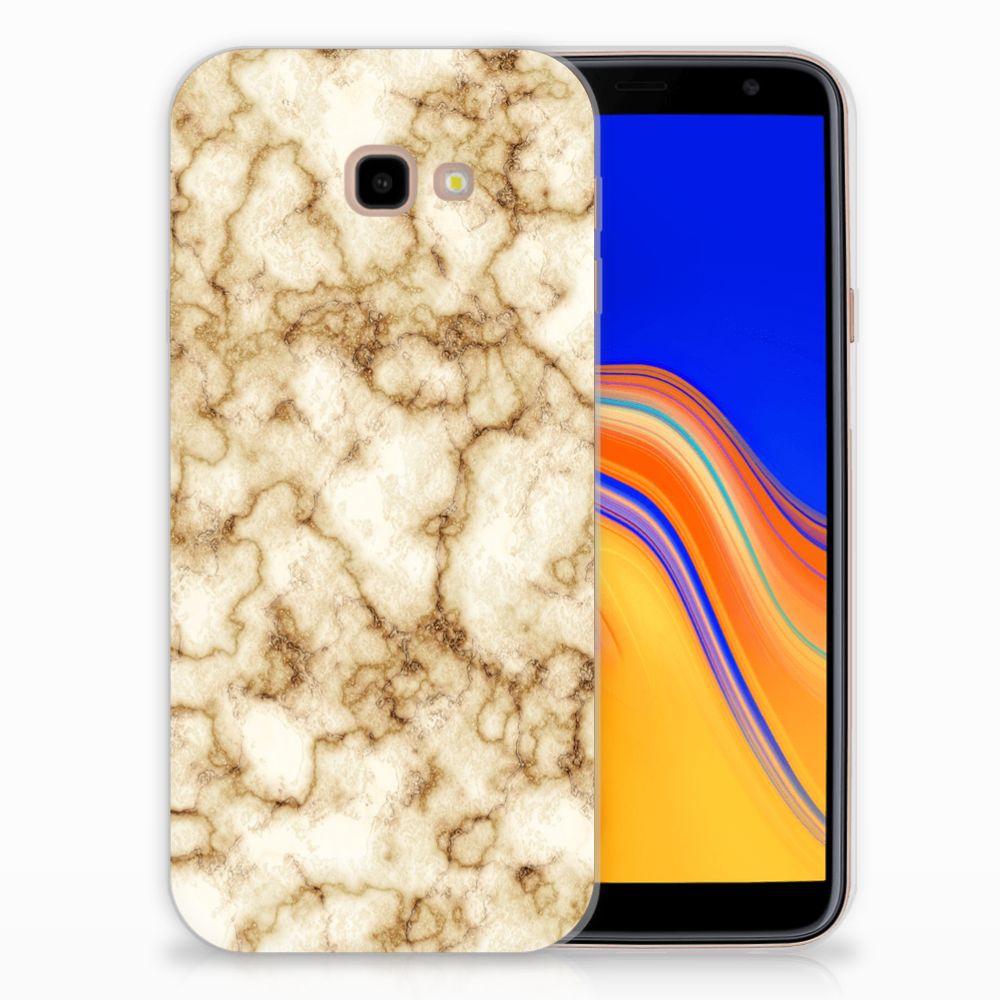 Samsung Galaxy J4 Plus (2018) TPU Siliconen Hoesje Marmer Goud