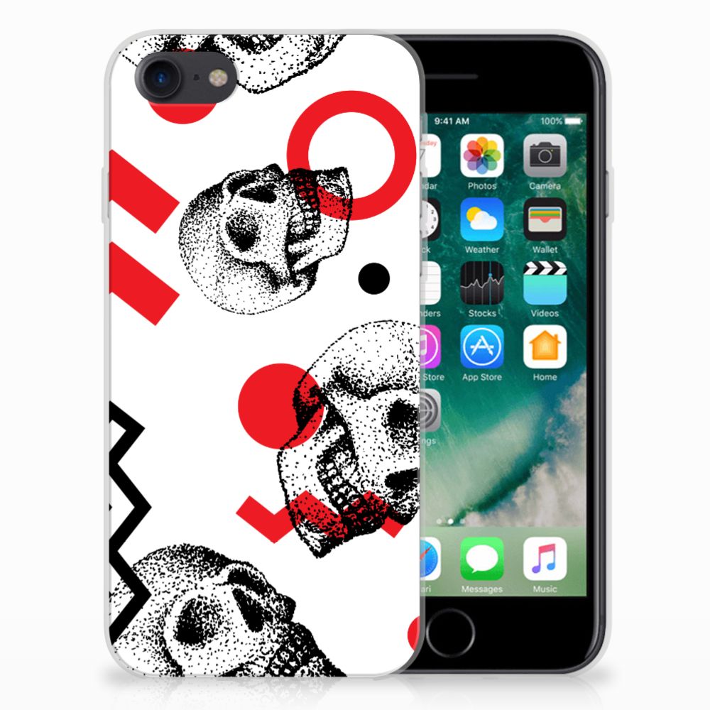 Silicone Back Case iPhone SE 2022 | SE 2020 | 8 | 7 Skull Red