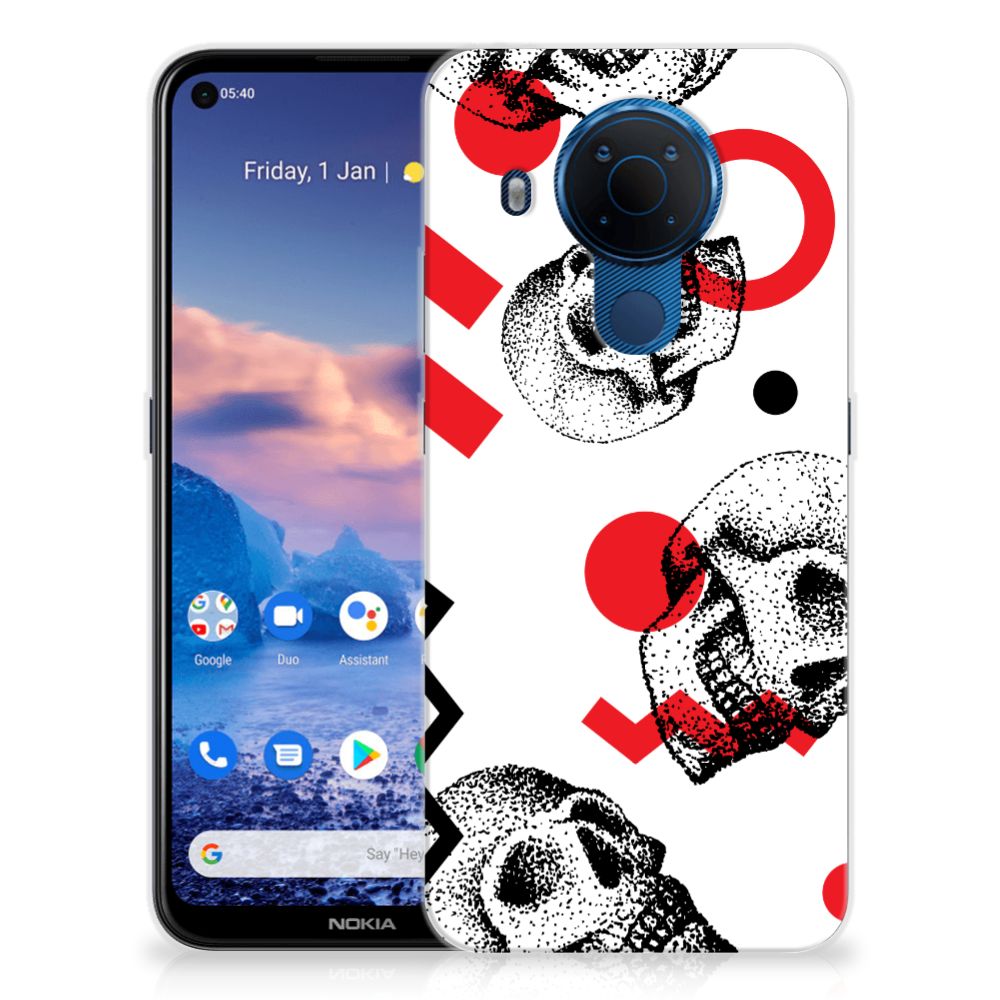 Silicone Back Case Nokia 5.4 Skull Red