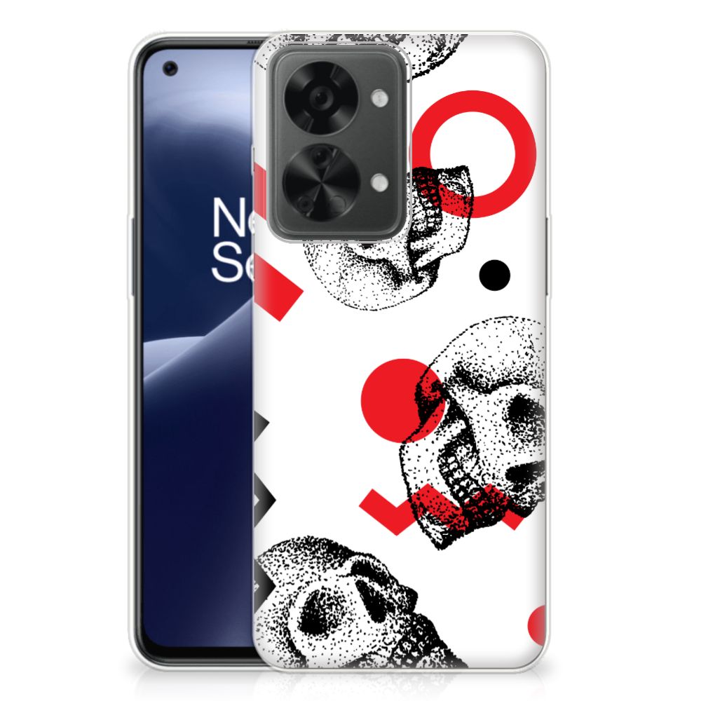 Silicone Back Case OnePlus Nord 2T Skull Red