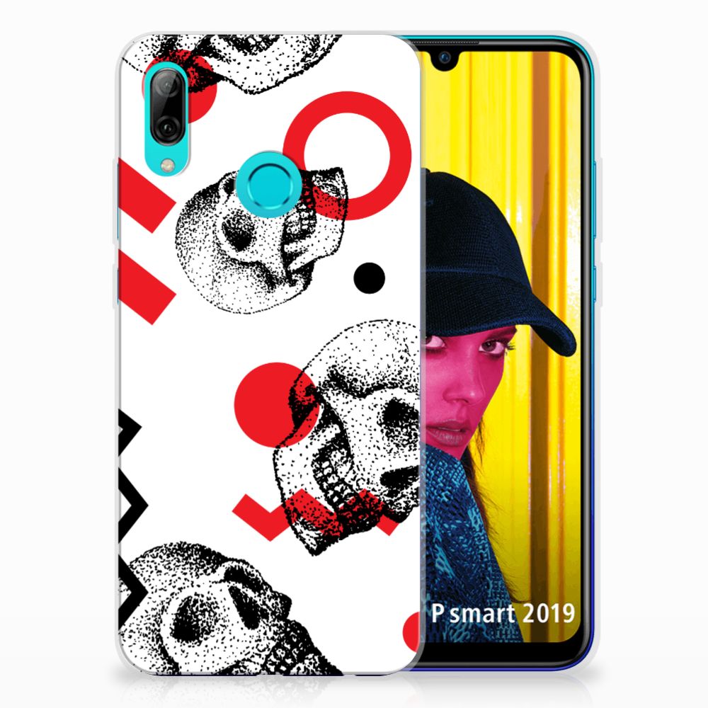 Silicone Back Case Huawei P Smart 2019 Skull Red